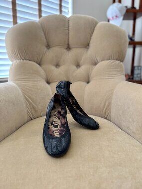 NEW Auth. SAM EDELMAN Snake Embossed Leather Ballet Scrunch Flats